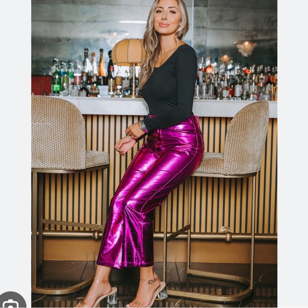 Buddy Love Metallic Electric Pink Pants 26 NWOT - Picture 2 of 9